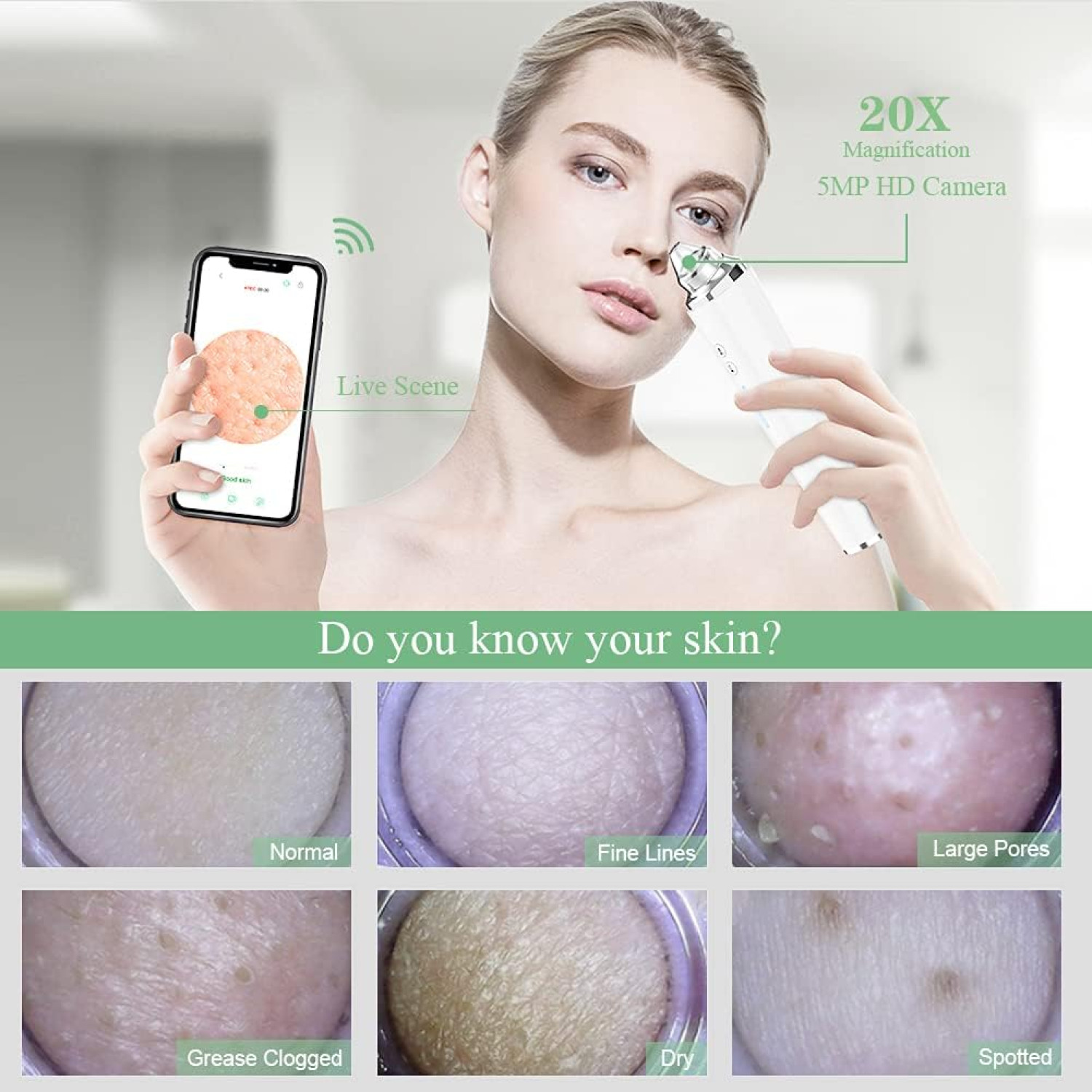 تمیز کننده قوی منافذ صورت با دوربین (تاییدیه FDA)
