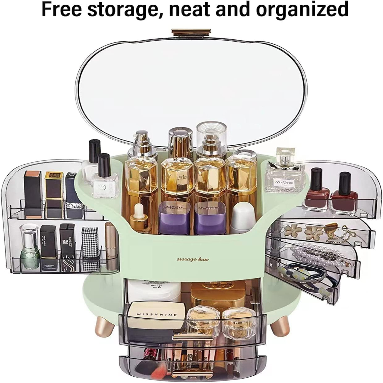 استند لوازم آرایش قابل حمل با درب شفاف
