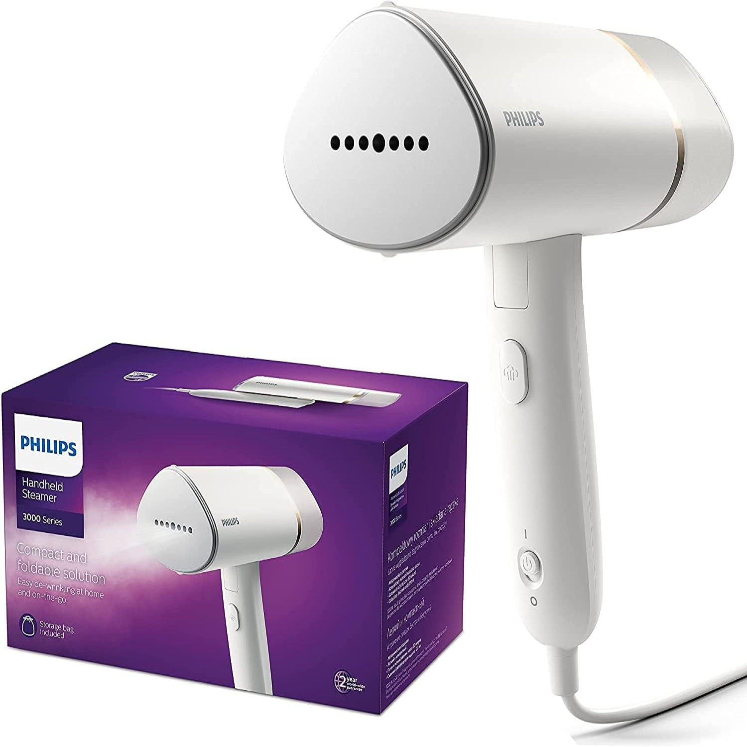 اتو و بخارشور دستی لباس قابل حمل و سبک Philips