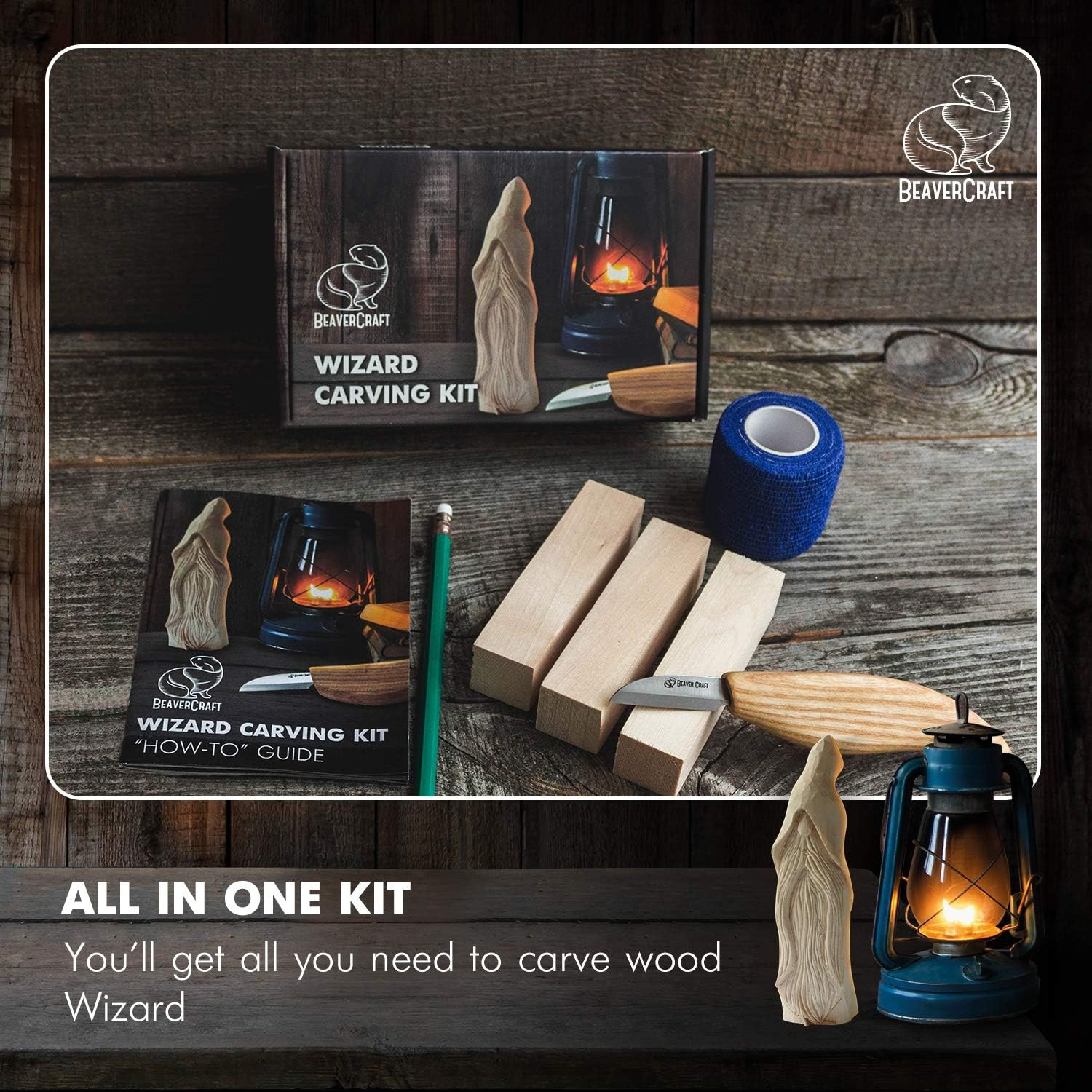 ست ابزار حکاکی چوب BeaverCraft Whittling Kit برای مبتدیان — کیت کامل حکاکی چوب