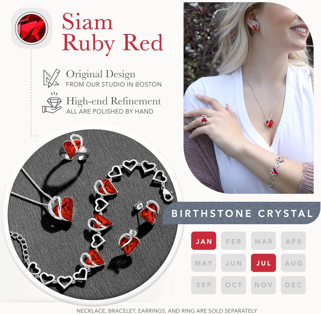 دستبند قلب با کریستال های سواروسکی و سنگ آمتیس Leafael