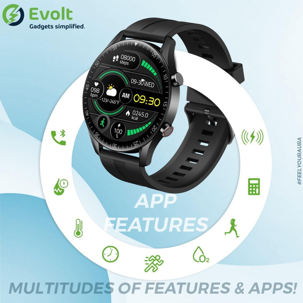 ساعت هوشمند Evolt Aura با صفحه نمایش IPS ویژگی‌های چند منظوره از طریق برنامه Evolt Gadgets