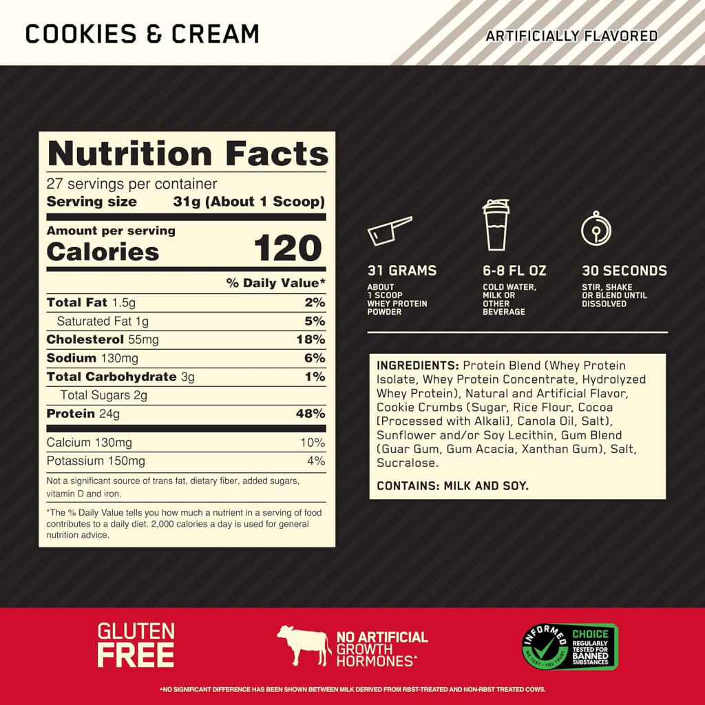 پودر پروتئین وی گلد استاندارد 100% از برند Optimum Nutrition