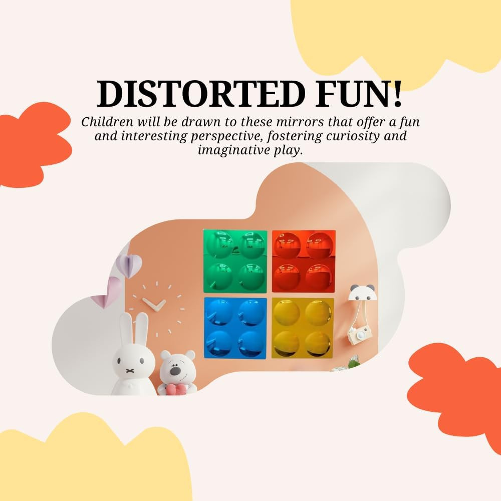 ست 4 عددی آینه محدب دیواری حسی پلیلرن مناسب برای اوتیسم و ADHD