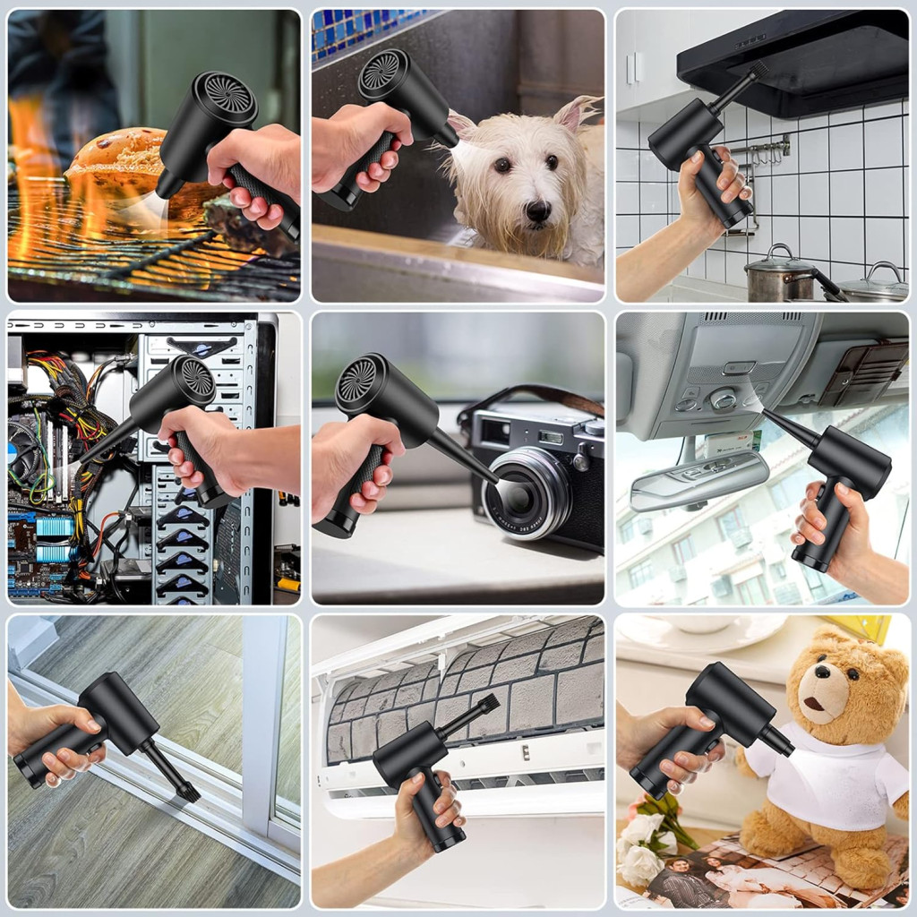 ست تمیزکننده بی‌سیم کامپیوتر | دمنده هوا + برس گردگیری شارژی