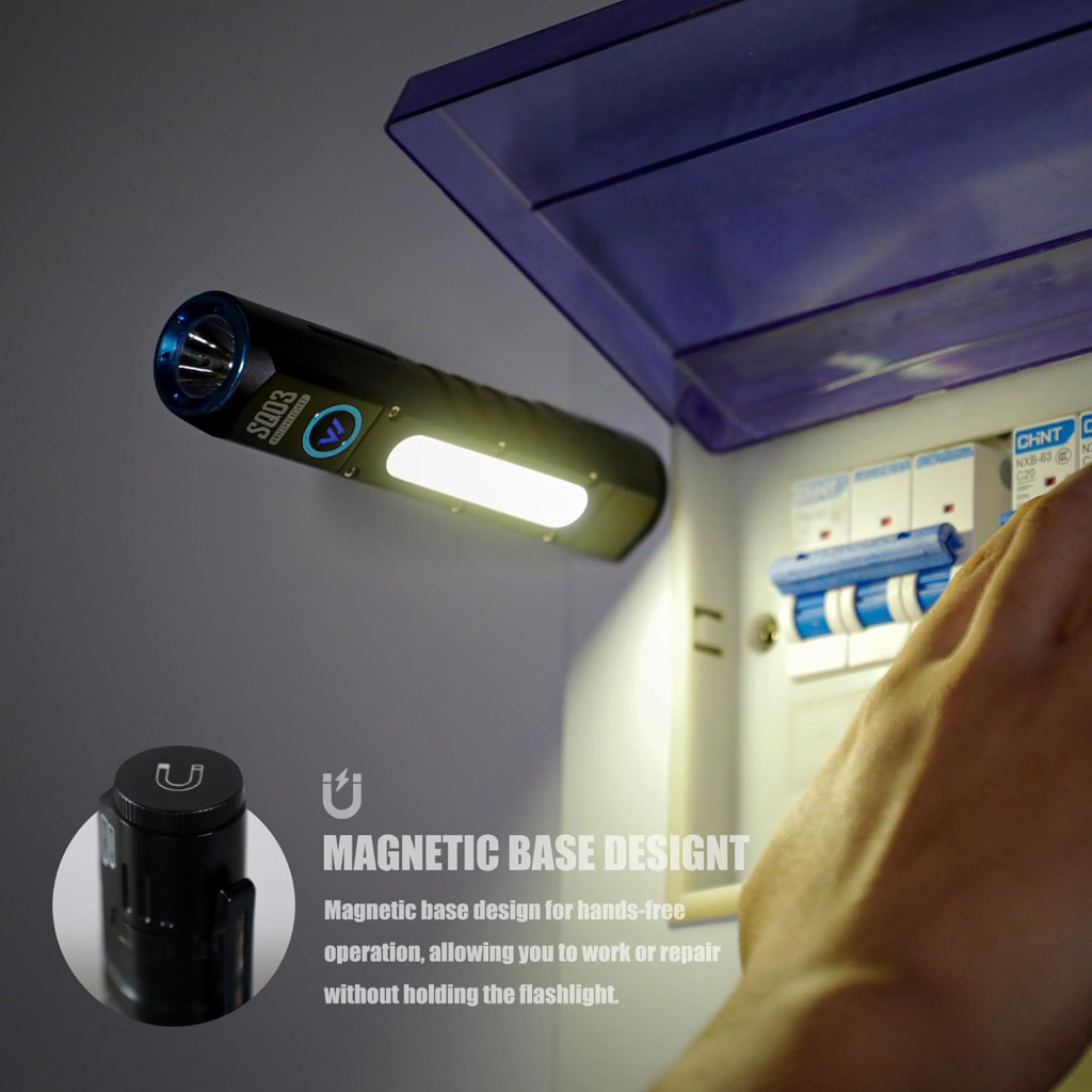 چراغ قوه جیبی WARSUN SQ03 شارژی | پرتاب نور 1000 لومن، آهنربا انتهایی، ضدآب