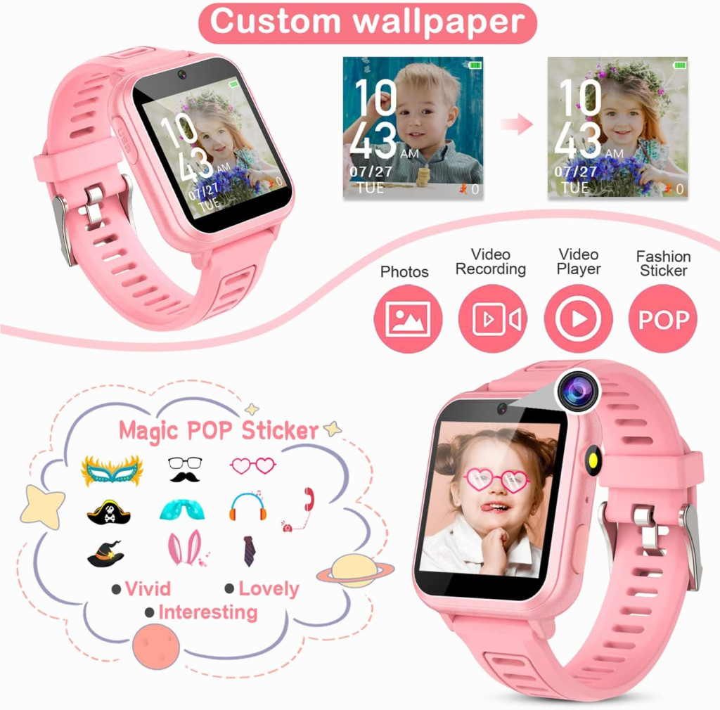 ساعتی هوشمند کودکان Tixpc با دوربین و گام‌شمار — هدیه مناسب دختران 6 تا 12 سال